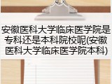 安徽医科大学临床医学院是专科还是本科院校呢(安徽医科大学临床医学院本科)