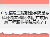 广东信息工程职业学院是专科还是本科院校呢(广东信息工程职业学院层次？)