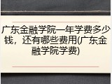广东金融学院一年学费多少钱，还有哪些费用(广东金融学院学费)