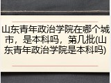 山东青年政治学院在哪个城市，是本科吗，第几批(山东青年政治学院是本科吗)