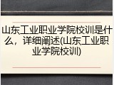 山东工业职业学院校训是什么，详细阐述(山东工业职业学院校训)