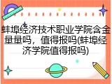 蚌埠经济技术职业学院含金量量吗，值得报吗(蚌埠经济学院值得报吗)