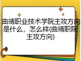 曲靖职业技术学院主攻方向是什么，怎么样(曲靖职院主攻方向)