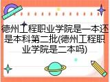 德州工程职业学院是一本还是本科第二批(德州工程职业学院是二本吗)