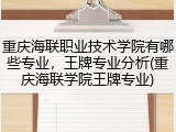 重庆海联职业技术学院有哪些专业，王牌专业分析(重庆海联学院王牌专业)