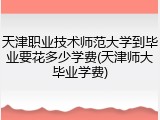 天津职业技术师范大学到毕业要花多少学费(天津师大毕业学费)