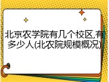 北京农学院有几个校区,有多少人(北农院规模概况)