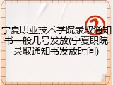 宁夏职业技术学院录取通知书一般几号发放(宁夏职院录取通知书发放时间)