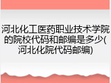 河北化工医药职业技术学院的院校代码和邮编是多少(河北化院代码邮编)