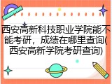 西安高新科技职业学院能不能考研，成绩在哪里查询(西安高新学院考研查询)