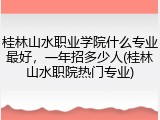 桂林山水职业学院什么专业最好，一年招多少人(桂林山水职院热门专业)