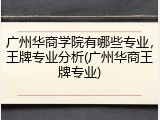 广州华商学院有哪些专业，王牌专业分析(广州华商王牌专业)