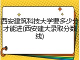 西安建筑科技大学要多少分才能进(西安建大录取分数线)