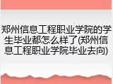 郑州信息工程职业学院的学生毕业都怎么样了(郑州信息工程职业学院毕业去向)