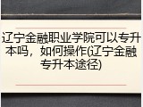 辽宁金融职业学院可以专升本吗，如何操作(辽宁金融专升本途径)