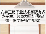 安徽工贸职业技术学院有多少学生，师资力量如何(安徽工贸学院师生规模)
