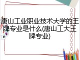 唐山工业职业技术大学的王牌专业是什么(唐山工大王牌专业)
