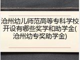 沧州幼儿师范高等专科学校开设有哪些奖学和助学金(沧州幼专奖助学金)