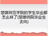 楚雄师范学院的学生毕业都怎么样了(楚雄师院毕业生去向)