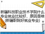 新疆科技职业技术学院什么专业就业比较好，原因是啥(新疆职院好就业专业)