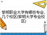 黎明职业大学有哪些专业，几个校区(黎明大学专业校区)