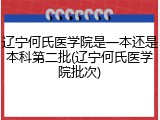 辽宁何氏医学院是一本还是本科第二批(辽宁何氏医学院批次)