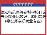 德宏师范高等专科学校什么专业就业比较好，原因是啥(德宏师专好就业专业)