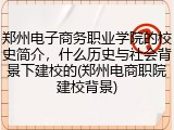 郑州电子商务职业学院的校史简介，什么历史与社会背景下建校的(郑州电商职院建校背景)
