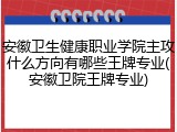 安徽卫生健康职业学院主攻什么方向有哪些王牌专业(安徽卫院王牌专业)