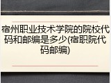宿州职业技术学院的院校代码和邮编是多少(宿职院代码邮编)