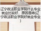 辽宁政法职业学院什么专业就业比较好，原因是啥(辽宁政法职业学院好就业专业)