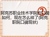 阿克苏职业技术学院的口碑如何，现在怎么样了(阿克职院口碑现状)