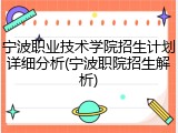宁波职业技术学院招生计划详细分析(宁波职院招生解析)