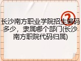 长沙南方职业学院招生编码多少，隶属哪个部门(长沙南方职院代码归属)