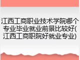 江西工商职业技术学院哪个专业毕业就业前景比较好(江西工商职院好就业专业)