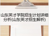山东英才学院招生计划详细分析(山东英才招生解析)