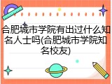 合肥城市学院有出过什么知名人士吗(合肥城市学院知名校友)