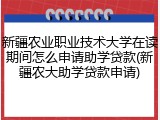新疆农业职业技术大学在读期间怎么申请助学贷款(新疆农大助学贷款申请)