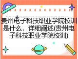 贵州电子科技职业学院校训是什么，详细阐述(贵州电子科技职业学院校训)