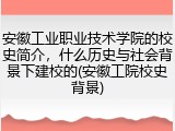 安徽工业职业技术学院的校史简介，什么历史与社会背景下建校的(安徽工院校史背景)