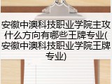 安徽中澳科技职业学院主攻什么方向有哪些王牌专业(安徽中澳科技职业学院王牌专业)