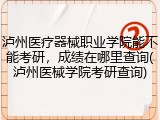 泸州医疗器械职业学院能不能考研，成绩在哪里查询(泸州医械学院考研查询)