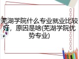 芜湖学院什么专业就业比较好，原因是啥(芜湖学院优势专业)