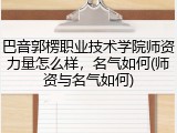 巴音郭楞职业技术学院师资力量怎么样，名气如何(师资与名气如何)