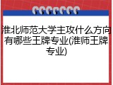 淮北师范大学主攻什么方向有哪些王牌专业(淮师王牌专业)