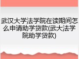 武汉大学法学院在读期间怎么申请助学贷款(武大法学院助学贷款)