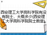西安理工大学高科学院有没有院士，大概多少(西安理工大学高科学院院士数量)