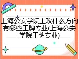 上海公安学院主攻什么方向有哪些王牌专业(上海公安学院王牌专业)