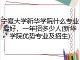 宁夏大学新华学院什么专业最好，一年招多少人(新华学院优势专业及招生)