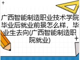 广西智能制造职业技术学院毕业后就业前景怎么样，毕业生去向(广西智能制造职院就业)